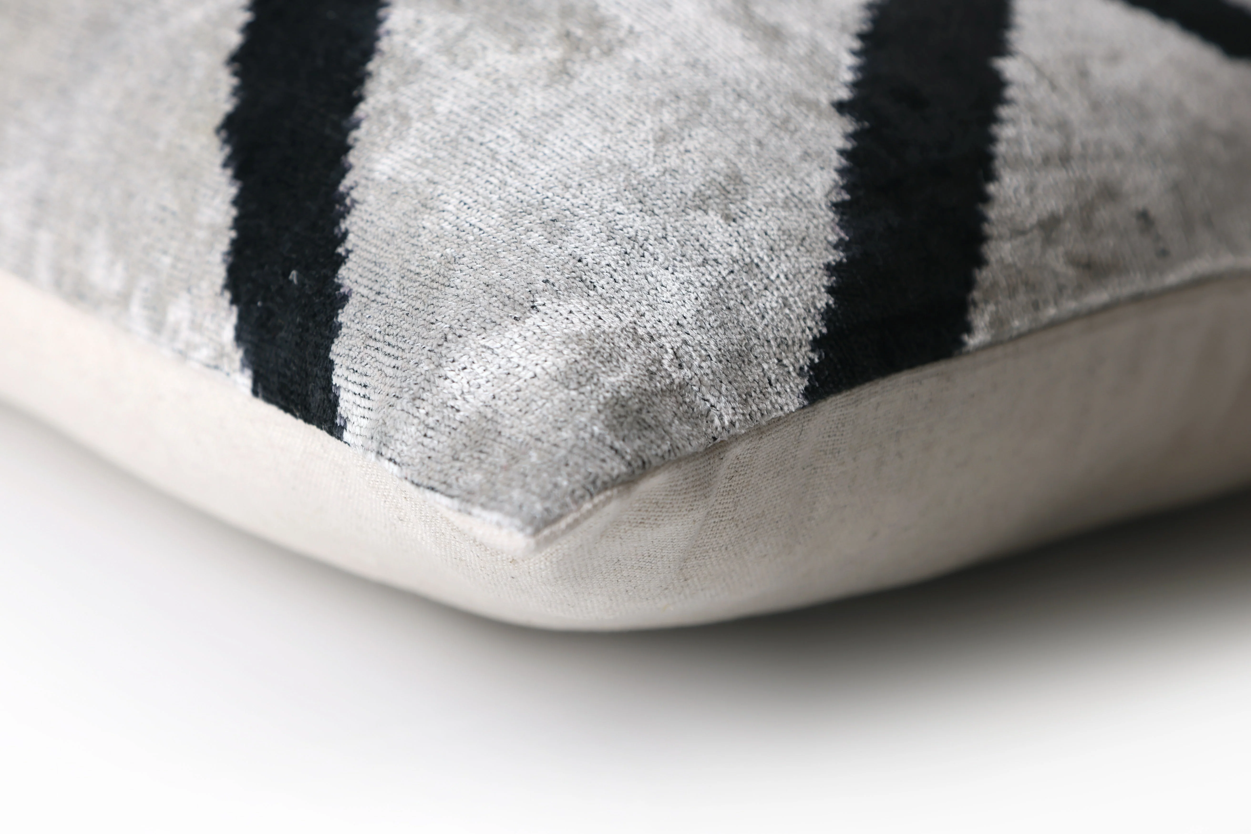 Modern Black & White Chevron Ikat Velvet Pillow – 16x16 Handmade Cushion - Image 8