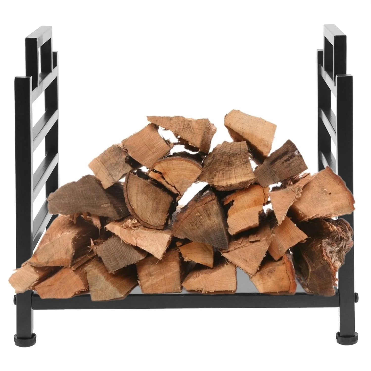 Modern Black Wrought Iron Indoor Outdoor Firewood Holder Log Rack - Image 4
