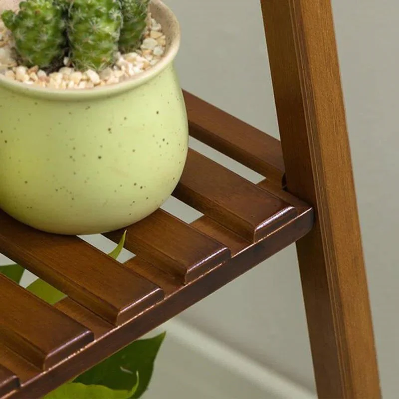 Modern Boho Wooden 4-Shelf Pyramidal Plant Stand - Image 3