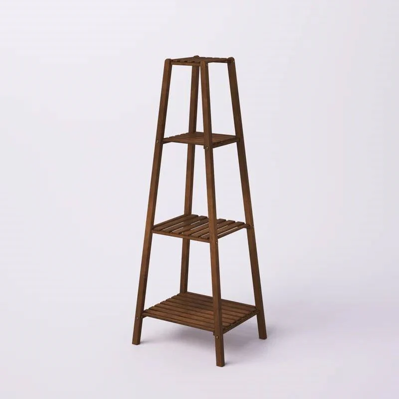 Modern Boho Wooden 4-Shelf Pyramidal Plant Stand - Image 4