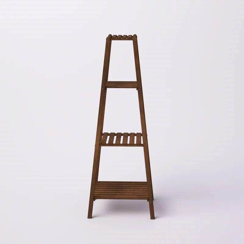 Modern Boho Wooden 4-Shelf Pyramidal Plant Stand - Image 5