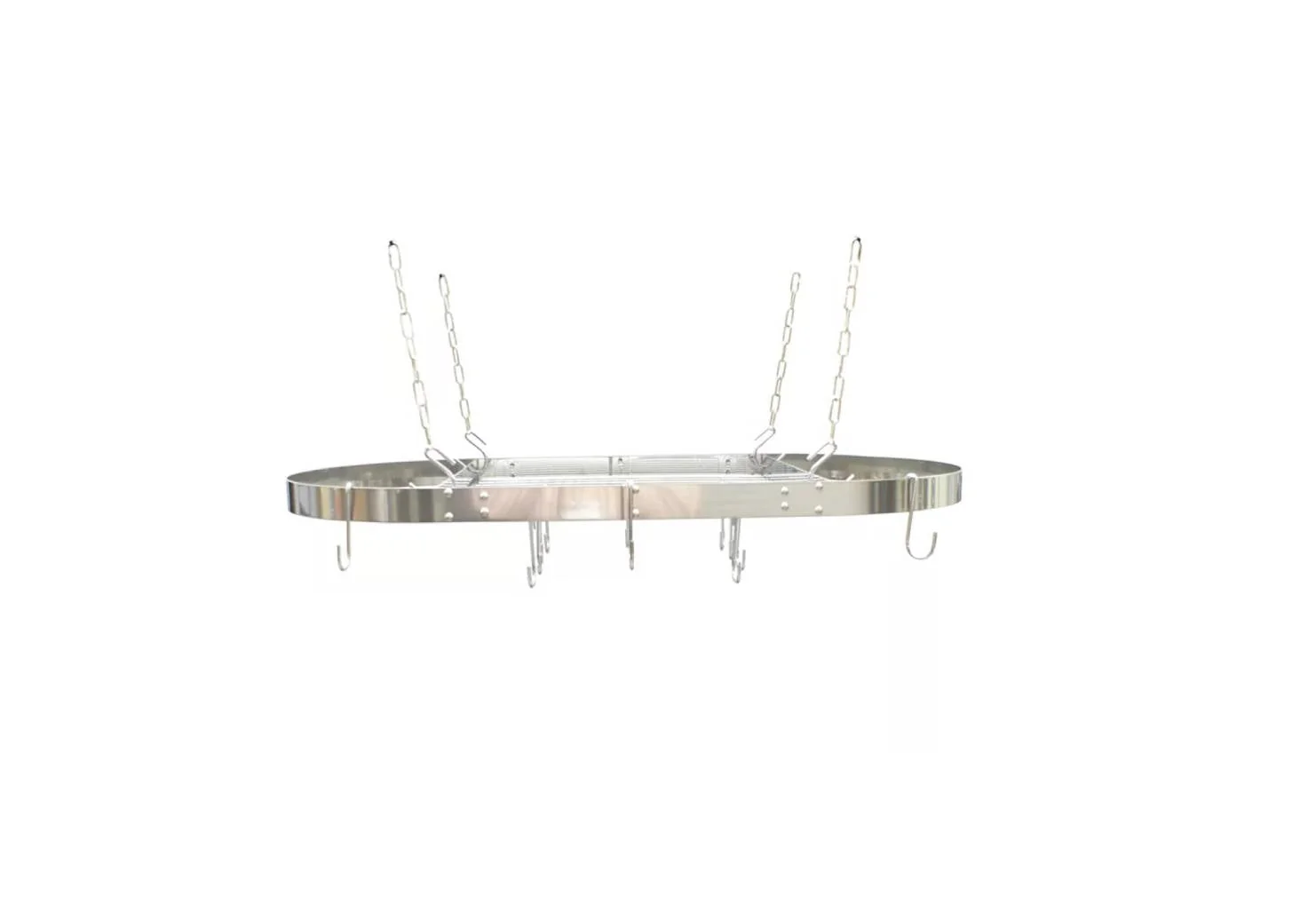 Modern Ceiling Mounted Stainless Steel Oval Hanging Pot Rack - Image 2