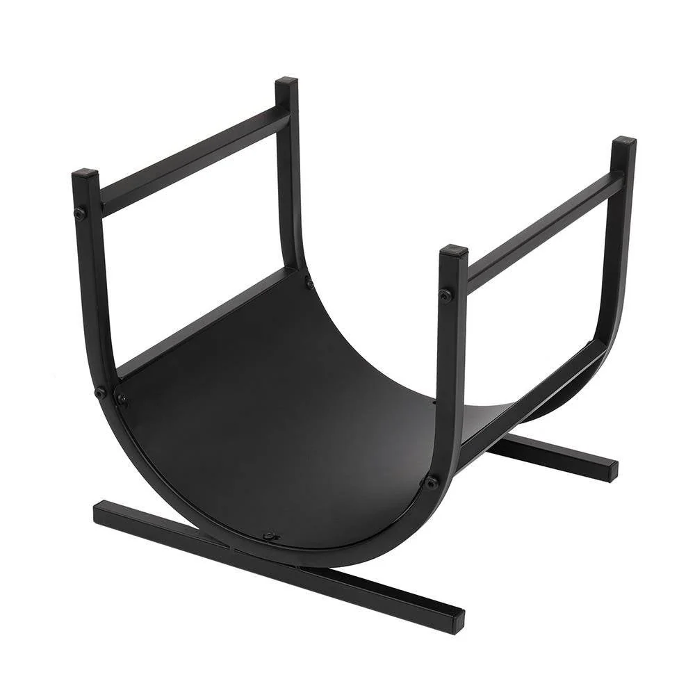 Modern Classic Black Steel Firewood Rack Log Holder for Indoor or Outdoor Use - Image 3