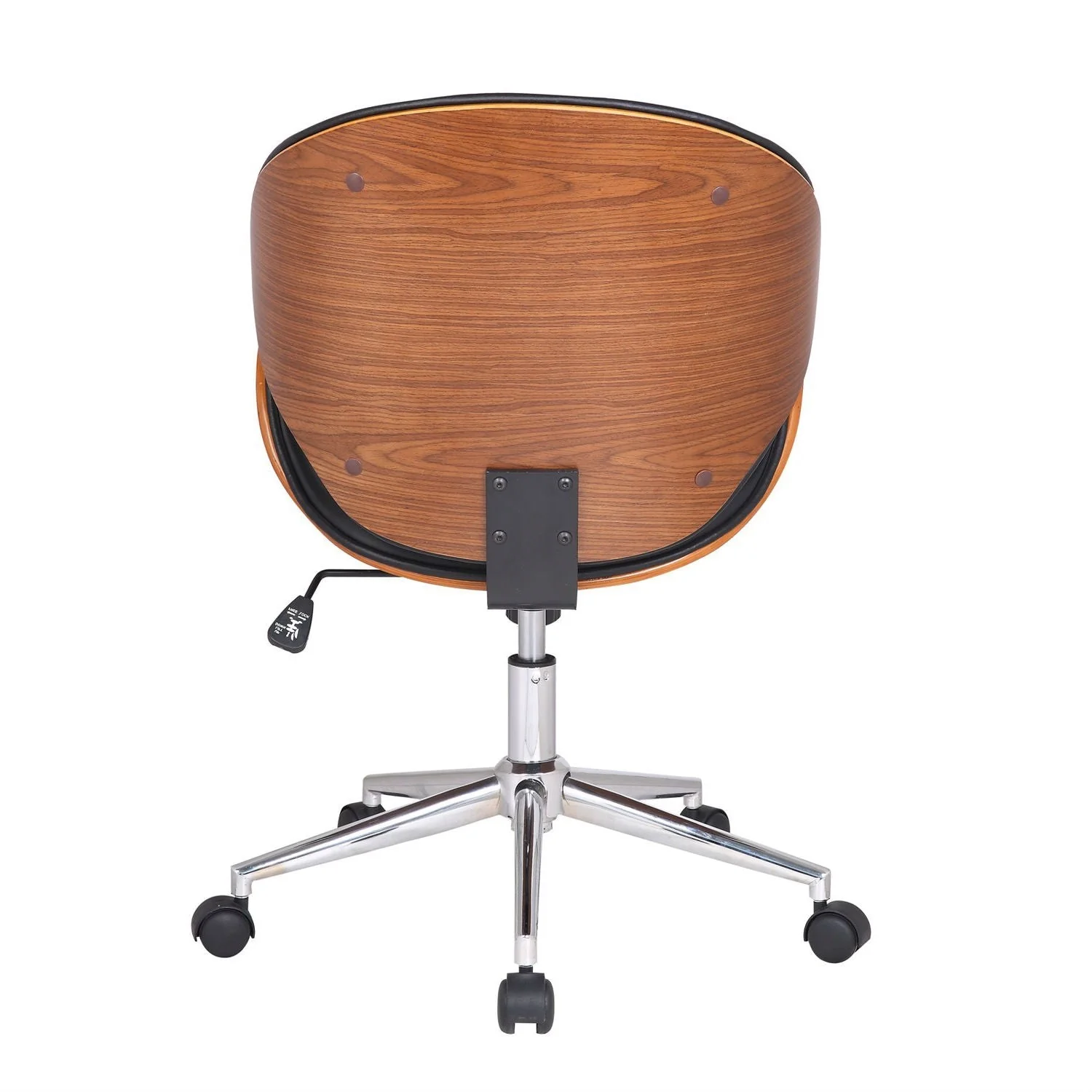 Modern Classic Walnut / Black Faux Leather Office Chair with Curved Seat - Image 3