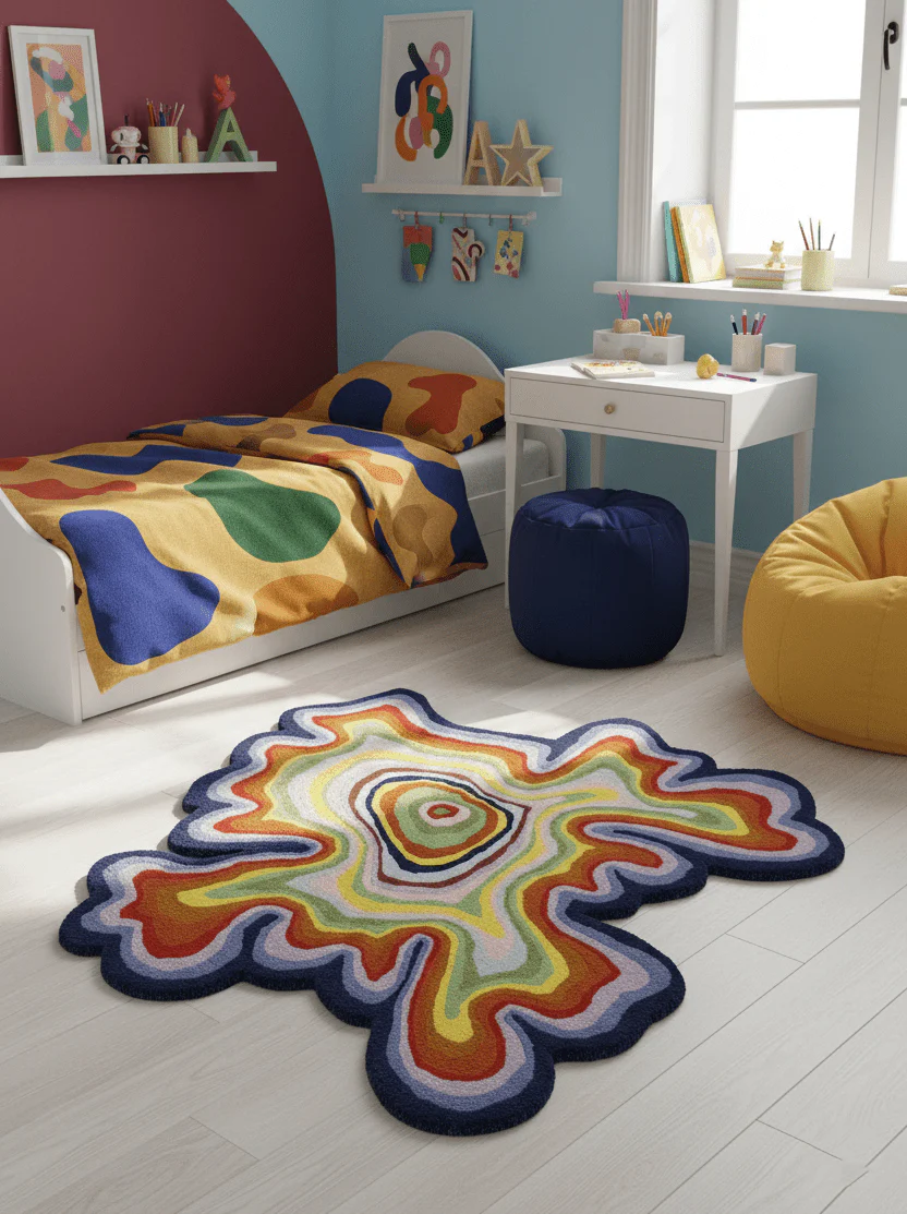 Modern Colorburst Ripple Hand Tufted 6x6 Wool Rug - Image 2