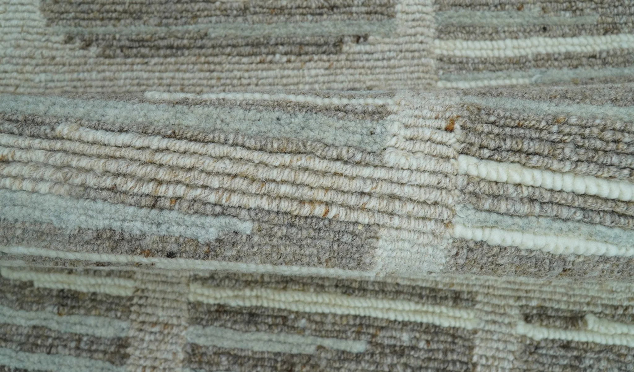 Modern Contemporary Beige And Gray Hand Knotted 2x3 Wool Area Rug - Image 6
