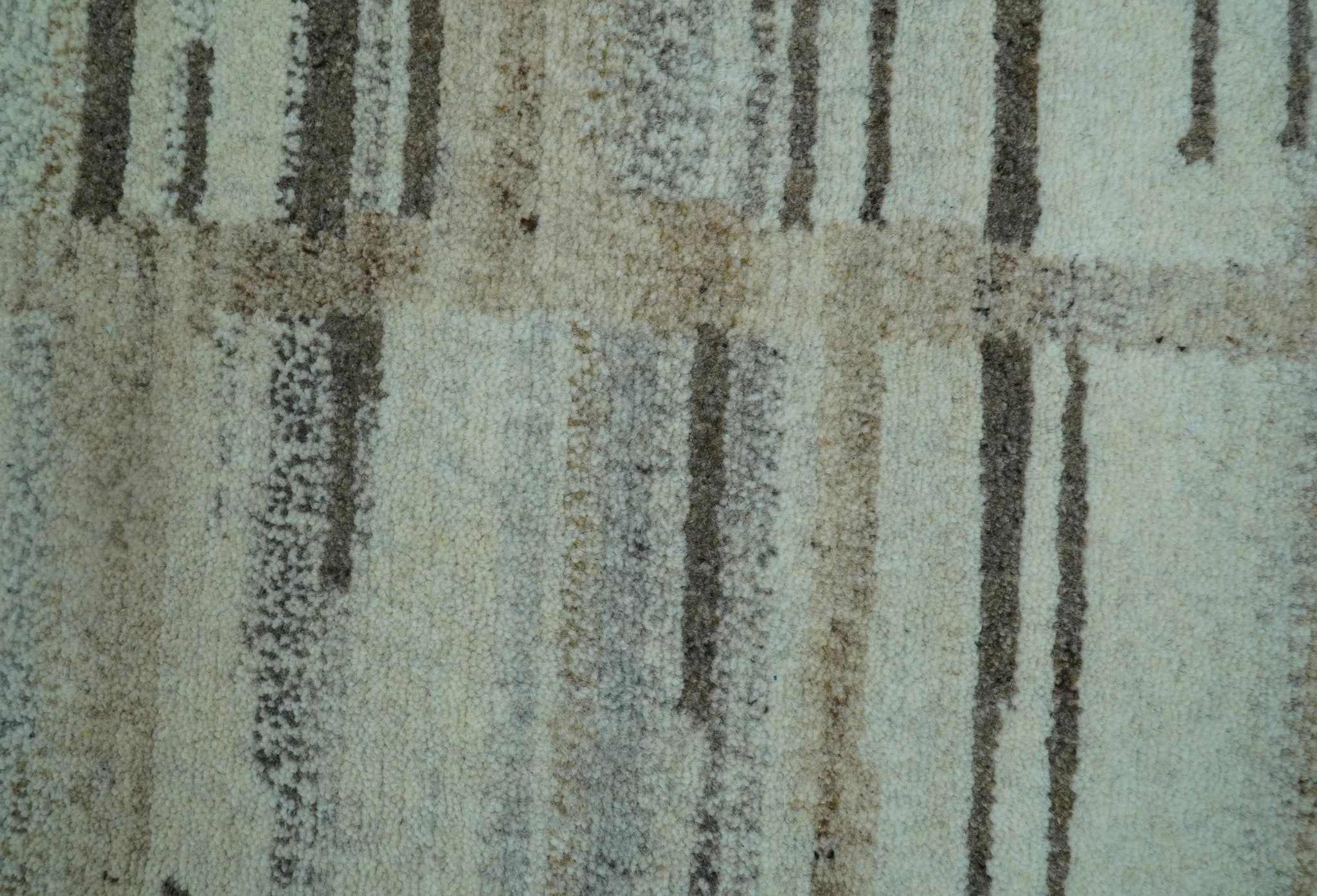 Modern Contemporary Beige Hand Knotted 2x3 Wool Area Rug - Image 3