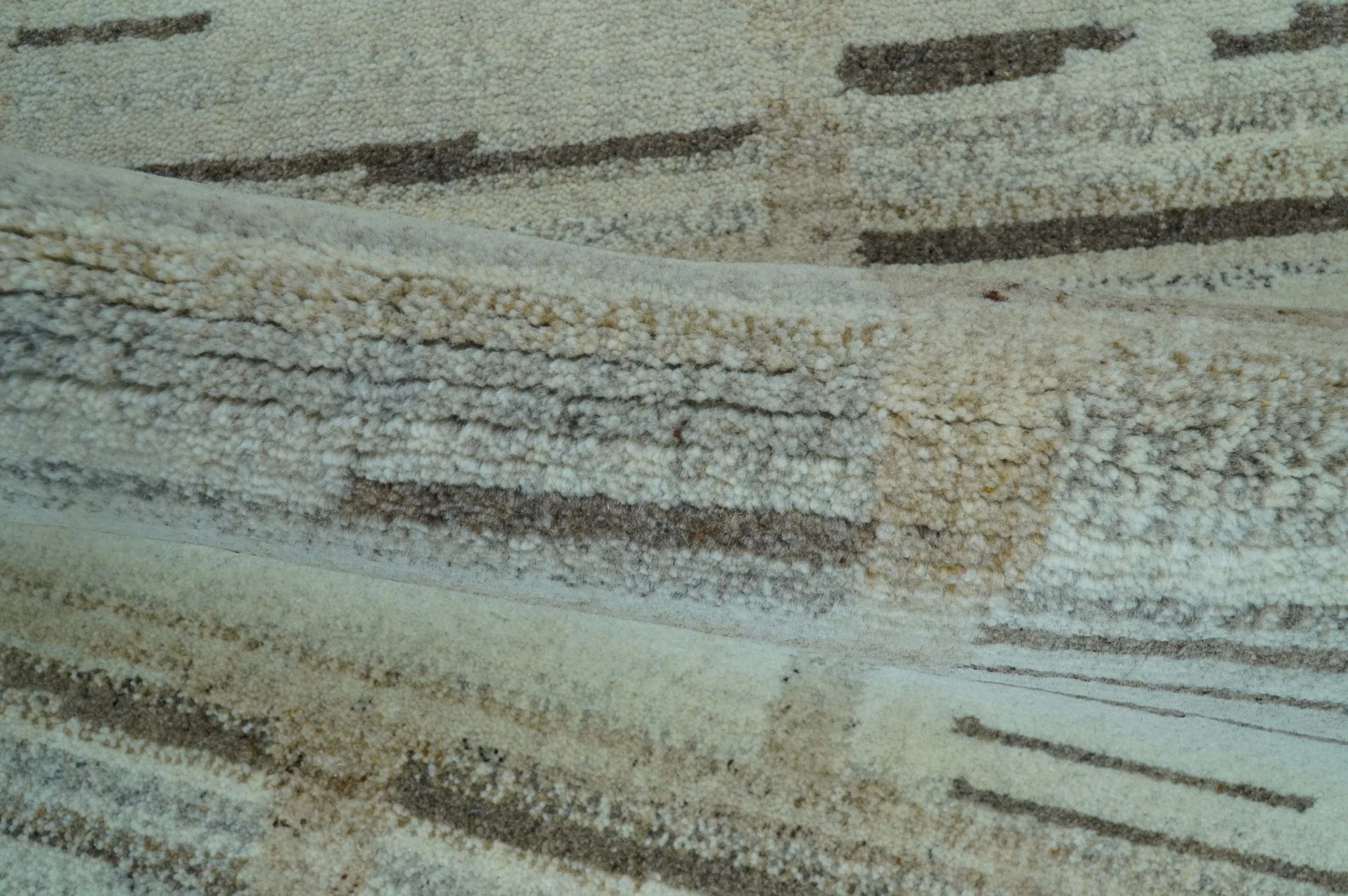 Modern Contemporary Beige Hand Knotted 2x3 Wool Area Rug - Image 4