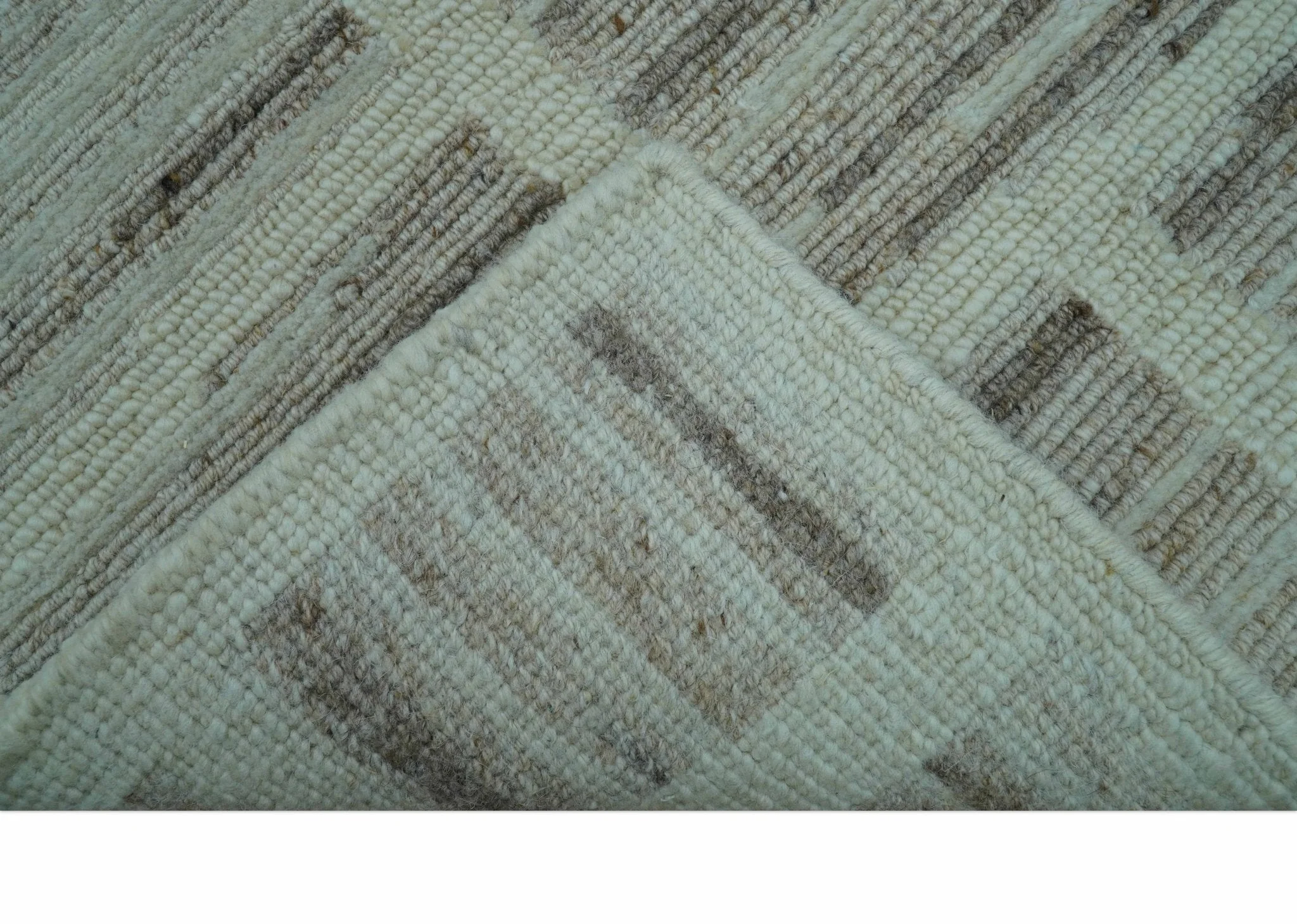 Modern Contemporary Beige Hand Knotted 2x3 Wool Area Rug - Image 5