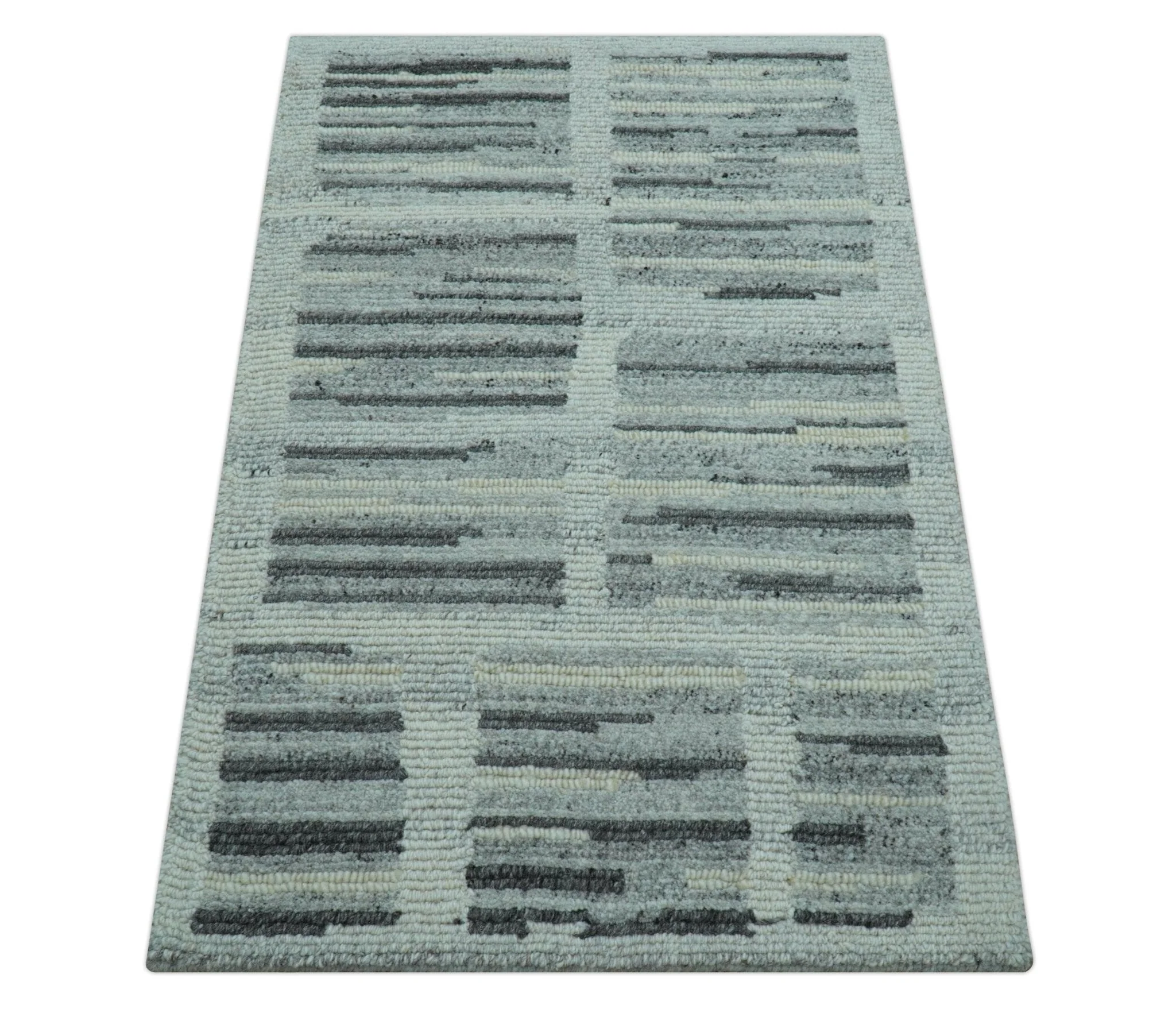 Modern Contemporary Charcoal And Gray 2x3 Wool Area Rug - Image 8