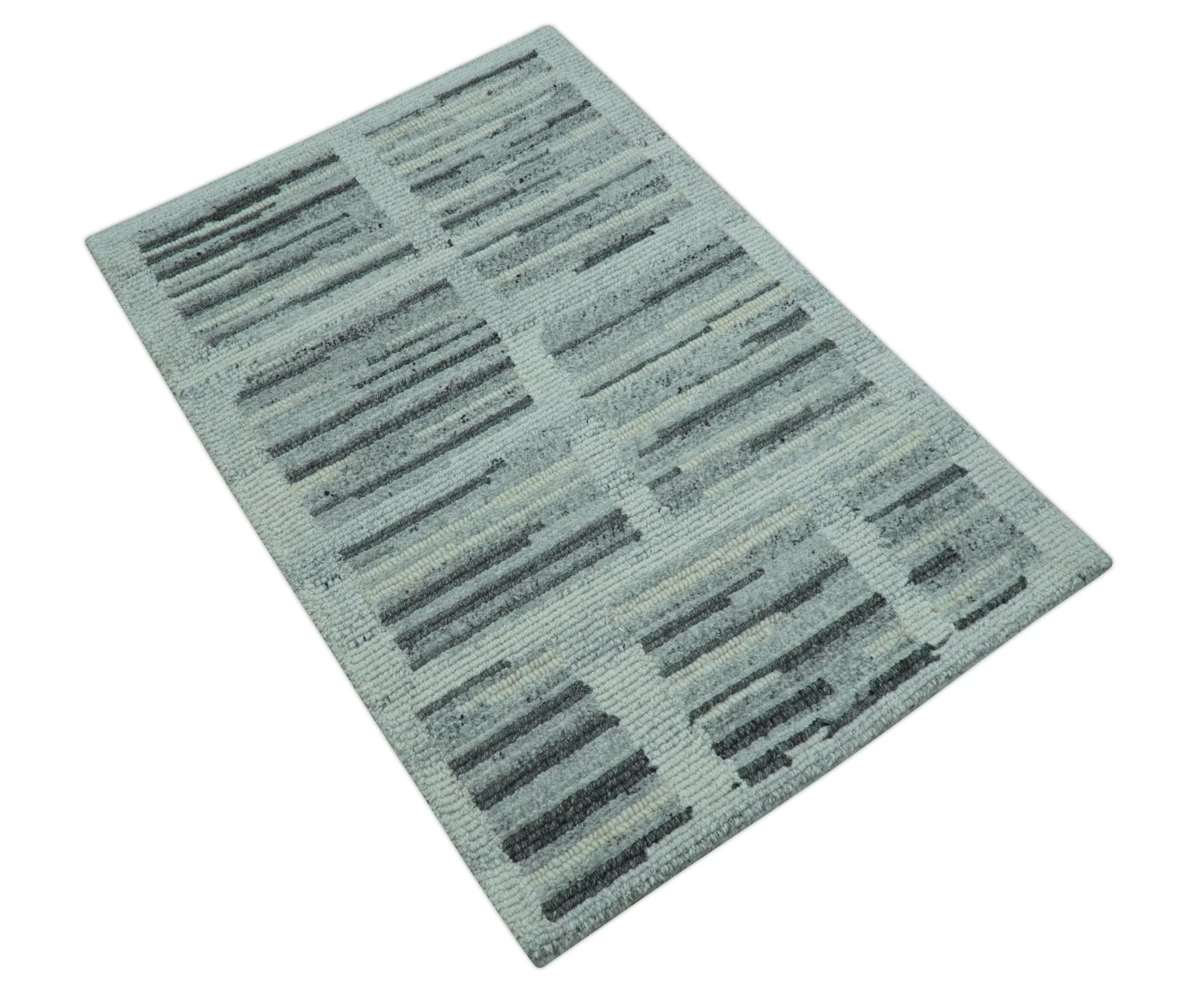 Modern Contemporary Charcoal And Gray 2x3 Wool Area Rug - Image 9