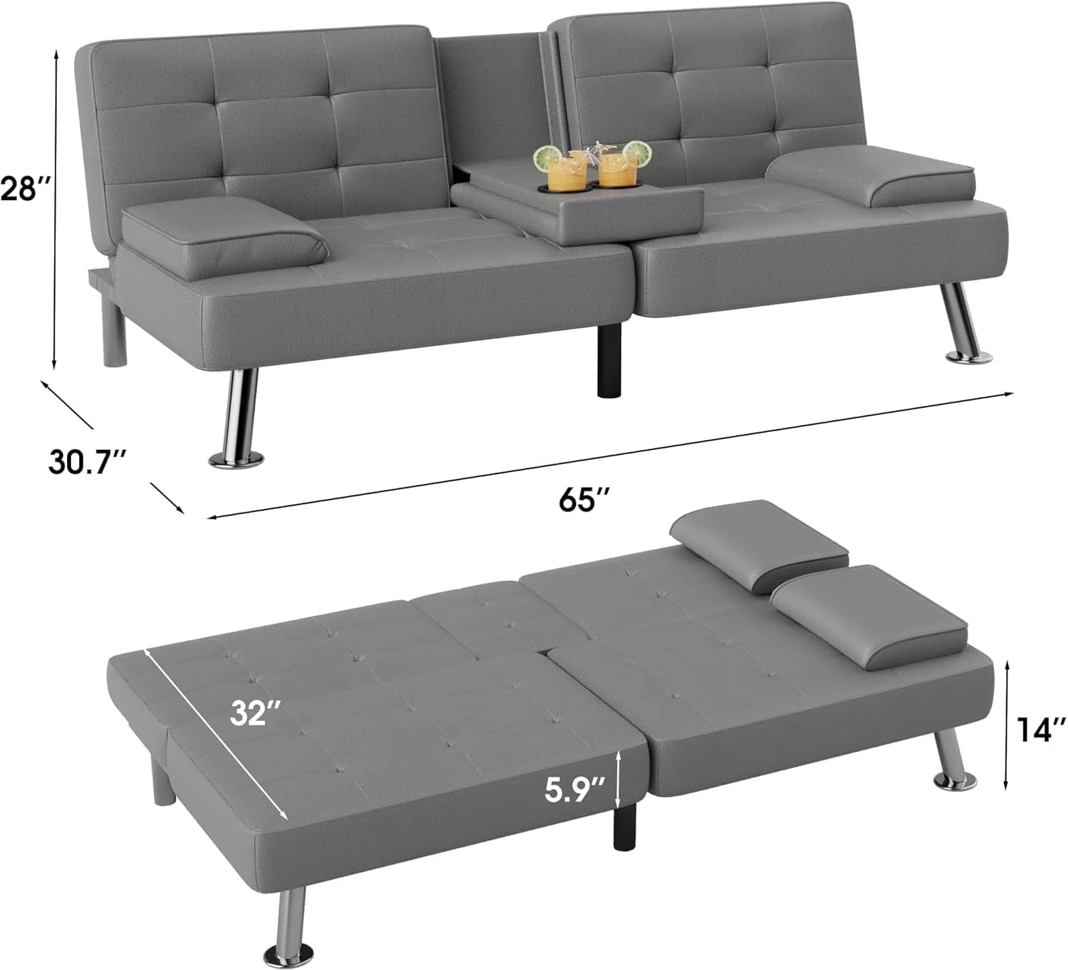 Modern Convertible Futon Sofa Bed – Comfort, Style & Functionality - Image 2