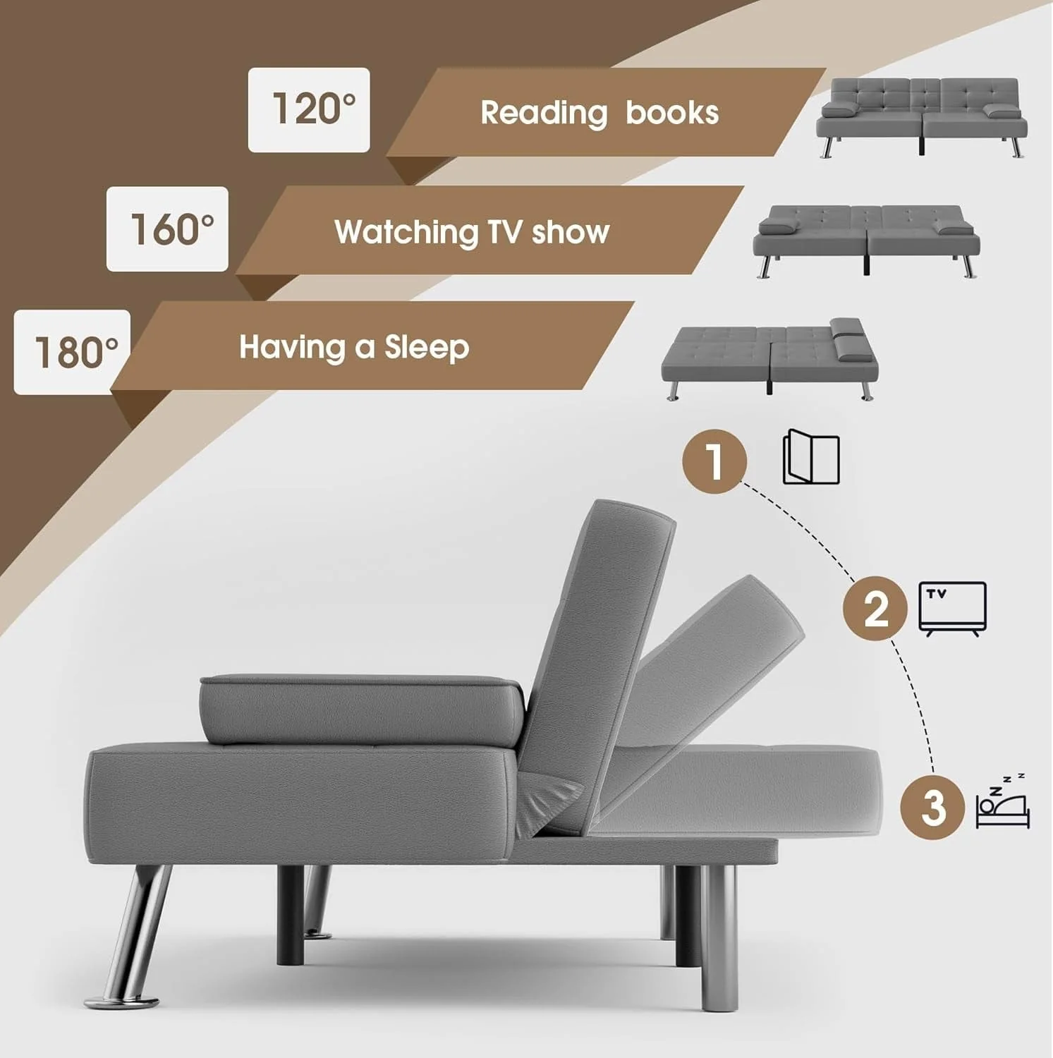 Modern Convertible Futon Sofa Bed – Comfort, Style & Functionality - Image 3