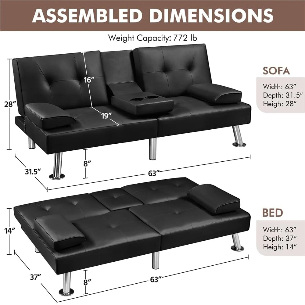 Modern Convertible Sofa Bed - Adjustable Couch Sleeper - Image 2