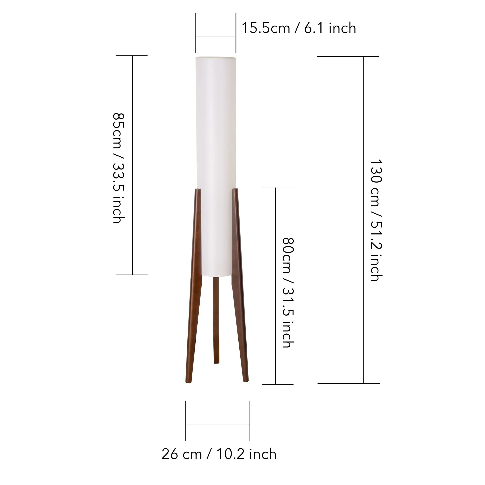 Modern Cylinder Floor Lamp with Wooden Tripod Legs - Image 4