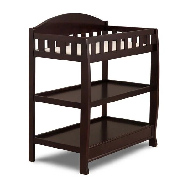 Modern Dark Brown Wooden Baby Changing Table with Safety Rail Pad and Strap - Image 2