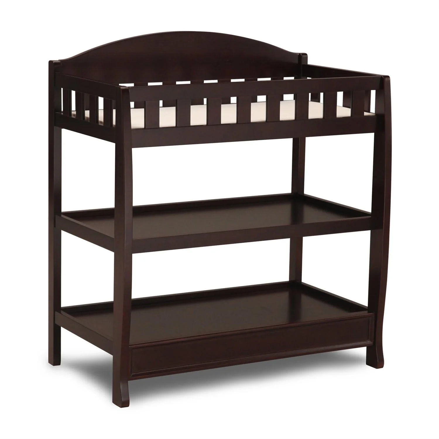 Modern Dark Brown Wooden Baby Changing Table with Safety Rail Pad and Strap - Image 3