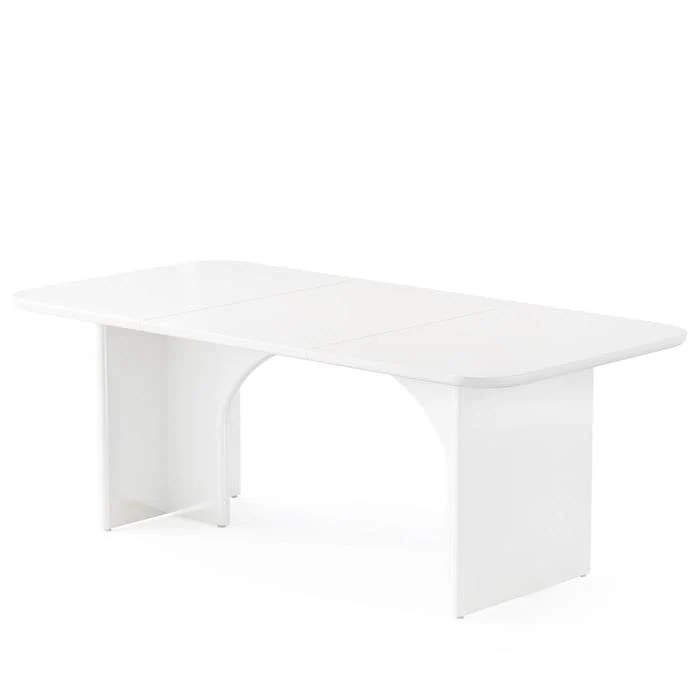 Modern Extra Large Executive Home Office Computer Desk in White - Image 2