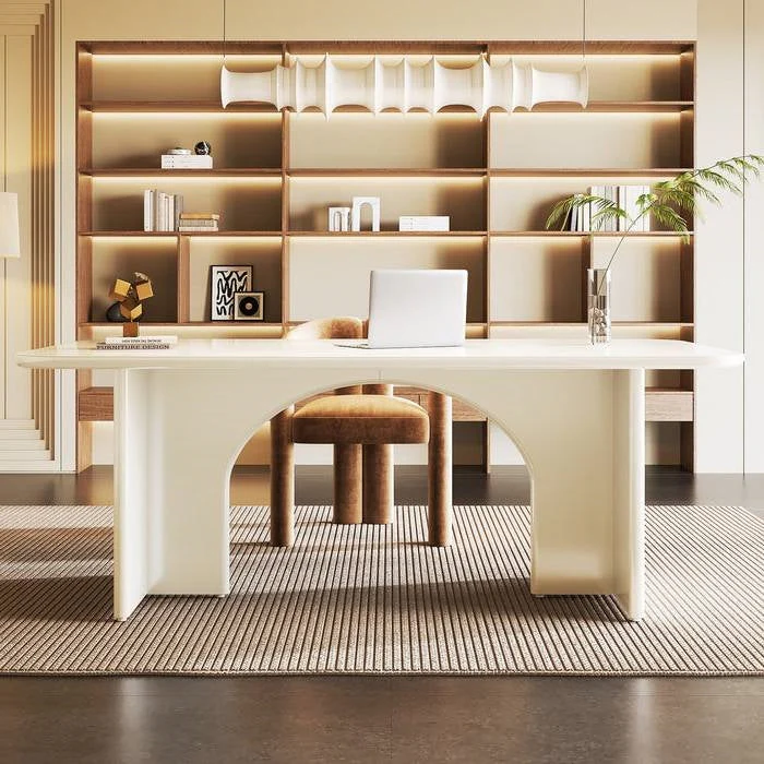 Modern Extra Large Executive Home Office Computer Desk in White - Image 3