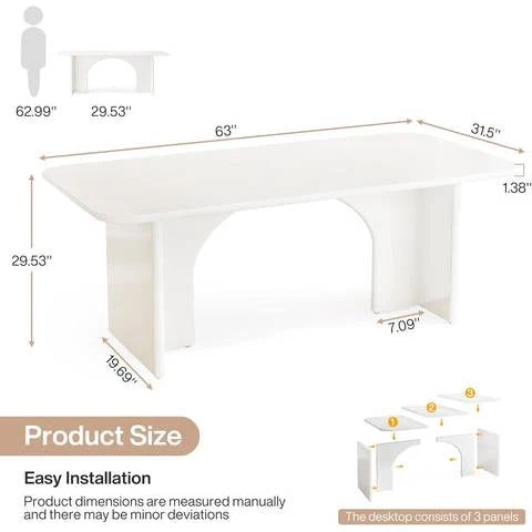 Modern Extra Large Executive Home Office Computer Desk in White - Image 5