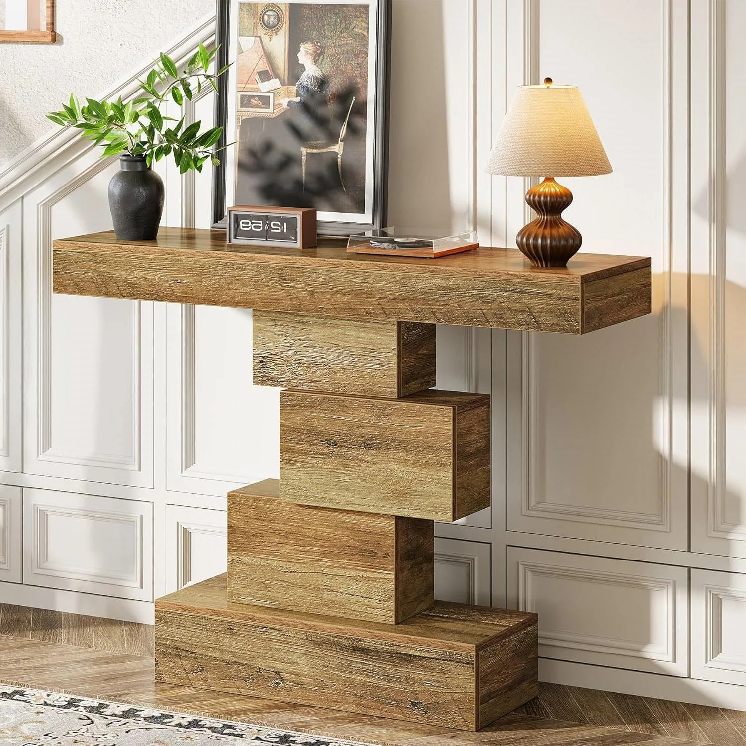 Modern Farmhouse 42-inch Entryway Accent Sofa Table in Light Brown Wood Finish - Image 4