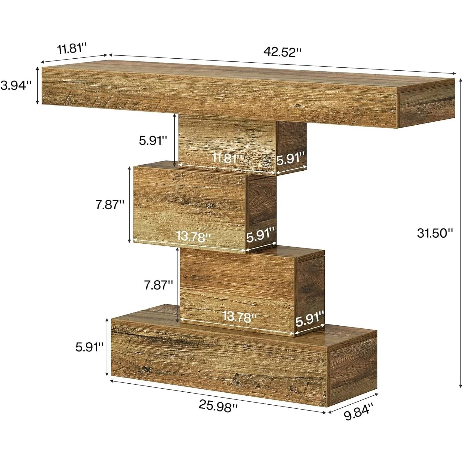 Modern Farmhouse 42-inch Entryway Accent Sofa Table in Light Brown Wood Finish - Image 5