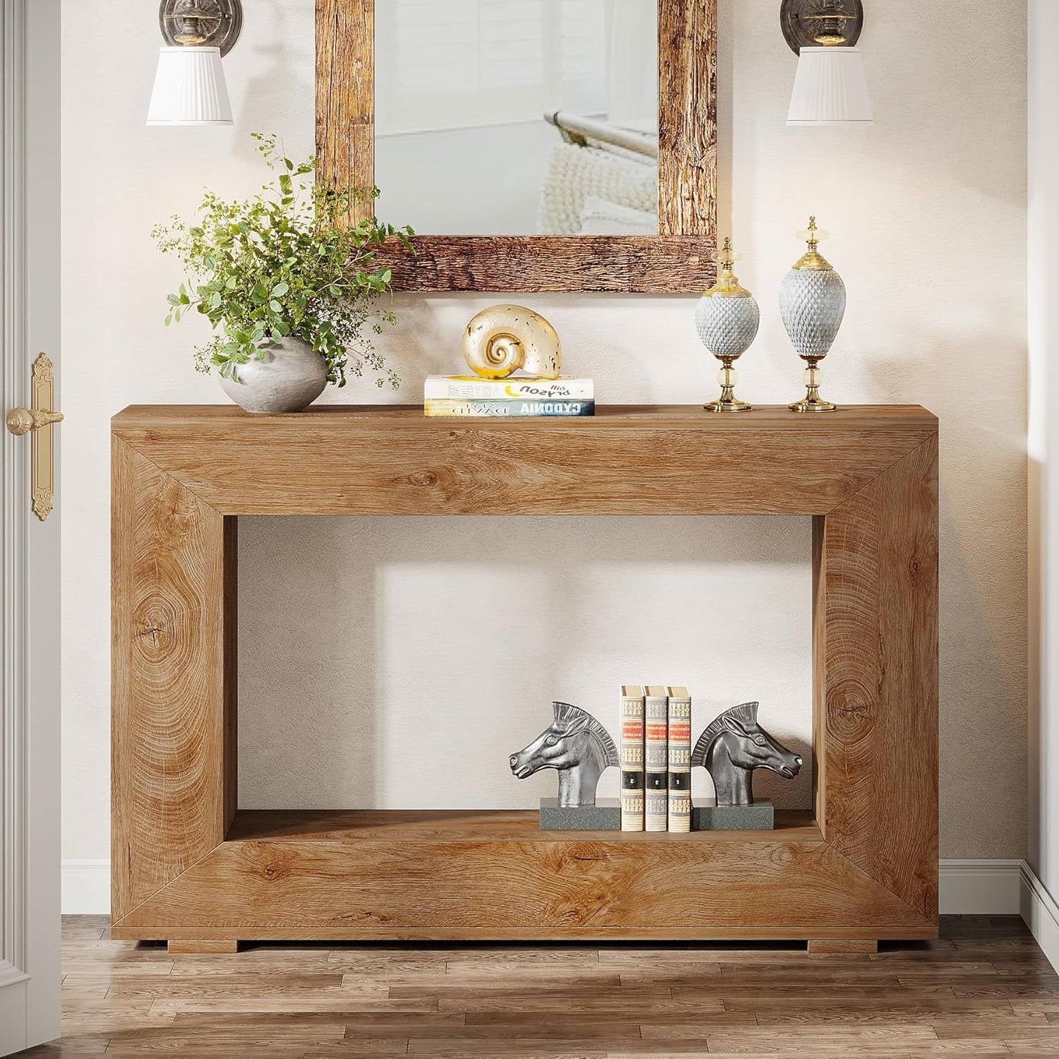 Modern Farmhouse 47-inch Long Entryway or Sofa Table in Brown Wood Finish - Image 2