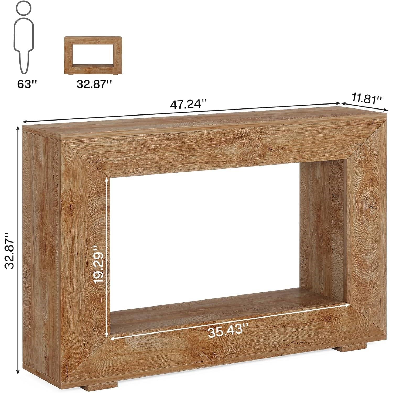 Modern Farmhouse 47-inch Long Entryway or Sofa Table in Brown Wood Finish - Image 5