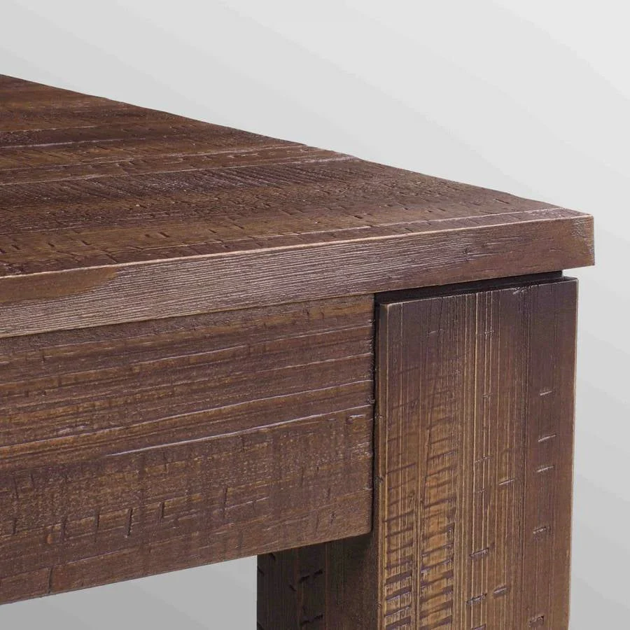 Modern Farmhouse 63-inch Solid Wood Dining Table in Rustic Brown Finish - Image 3