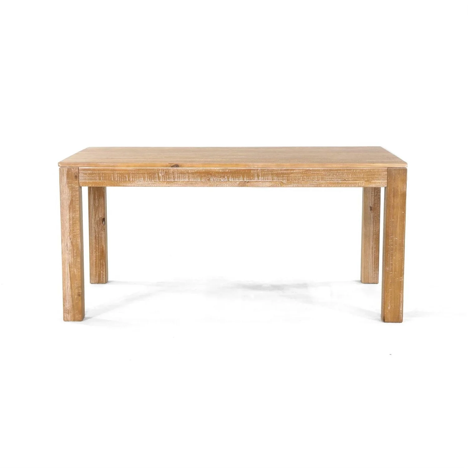 Modern Farmhouse 63-inch Solid Wood Dining Table in Rustic Light Brown Finish - Image 2