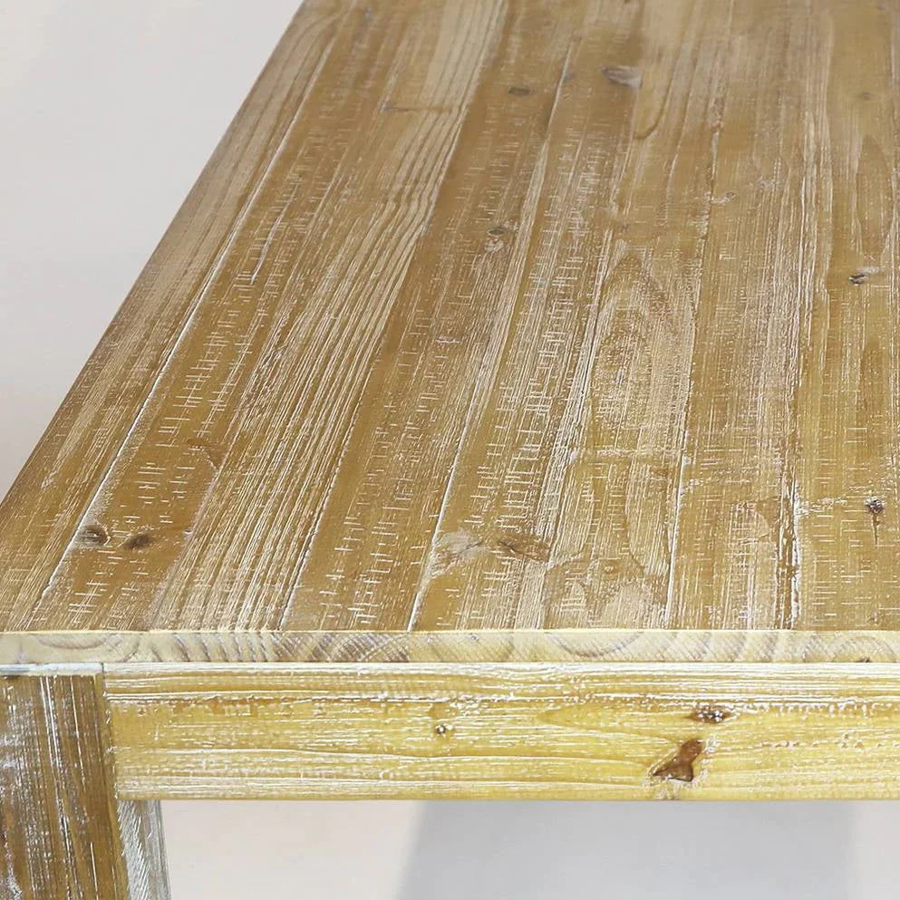 Modern Farmhouse 63-inch Solid Wood Dining Table in Rustic Light Brown Finish - Image 5