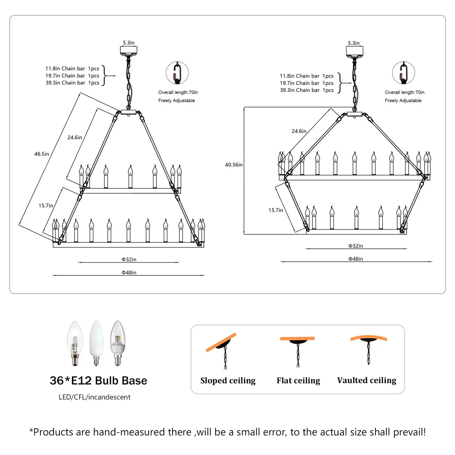 Modern Farmhouse Chandelier with 2-Tier Wagon Wheel and 36 Lights - Image 2