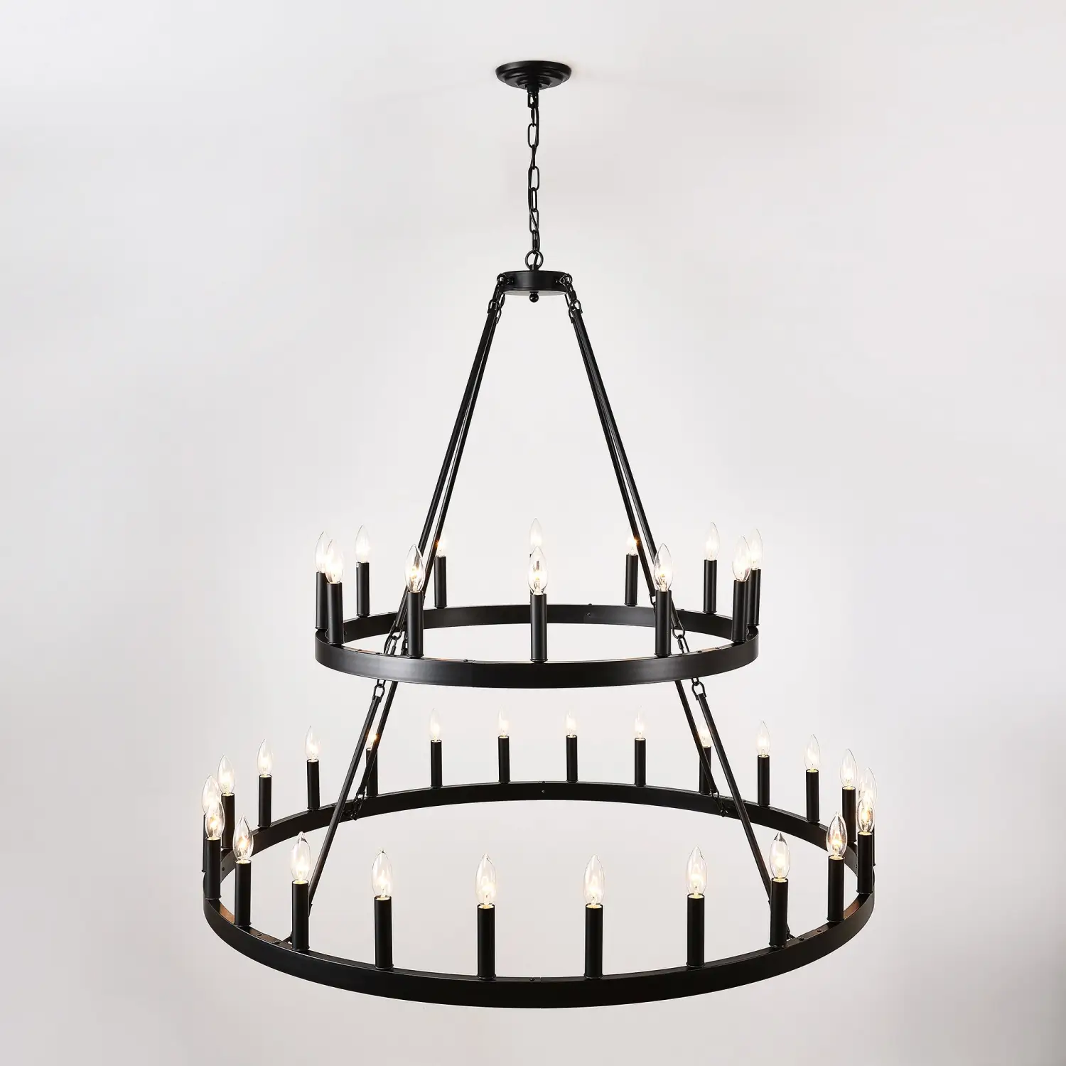 Modern Farmhouse Chandelier with 2-Tier Wagon Wheel and 36 Lights - Image 5