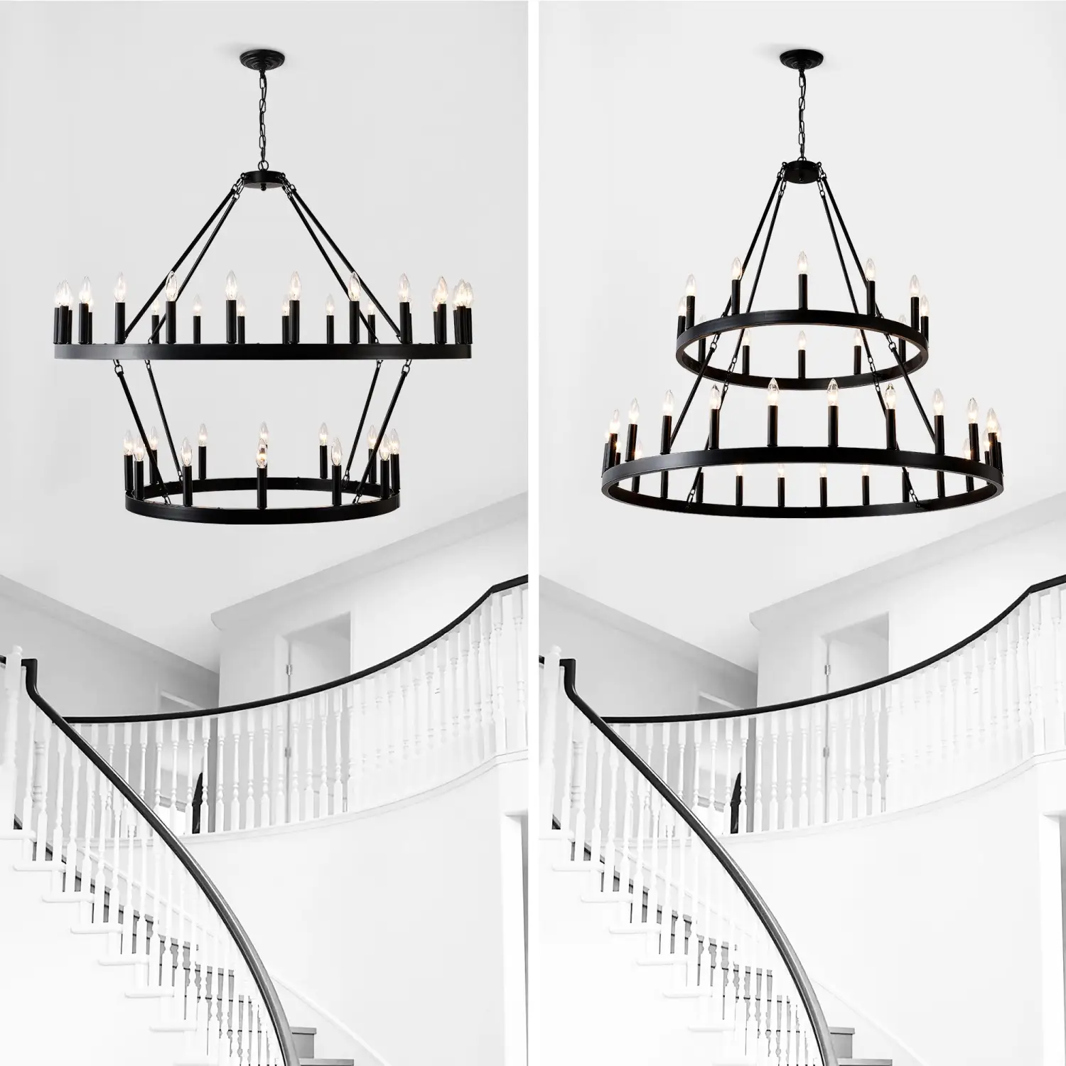 Modern Farmhouse Chandelier with 2-Tier Wagon Wheel and 36 Lights - Image 9