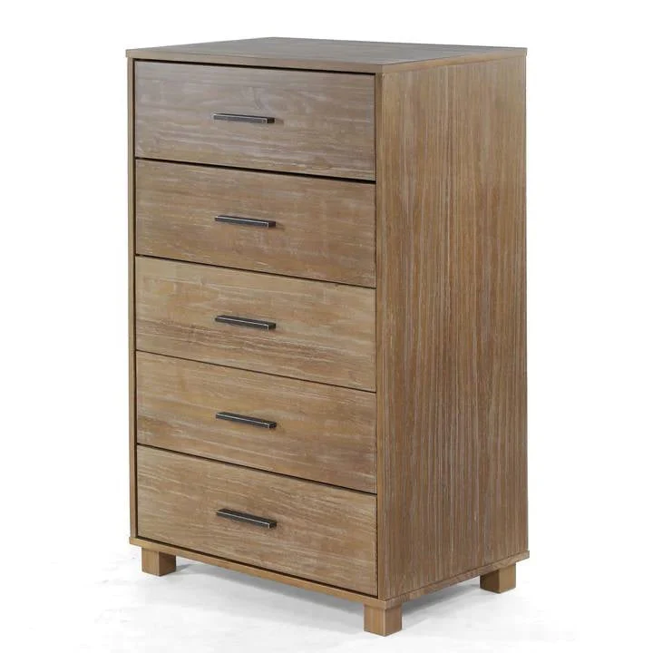 Modern Farmhouse Solid Wood 5 Drawer Bedroom Chest in Pine Finish - Image 2