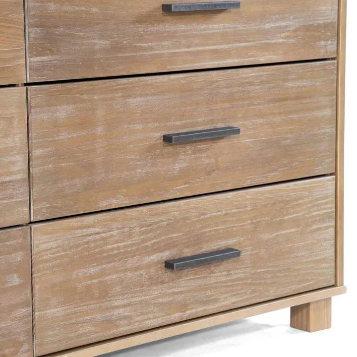 Modern Farmhouse Solid Wood 6 Drawer Double Dresser in Rustic Pine Finish - Image 3
