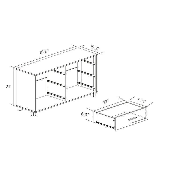 Modern Farmhouse Solid Wood 6 Drawer Double Dresser in Rustic Pine Finish - Image 5