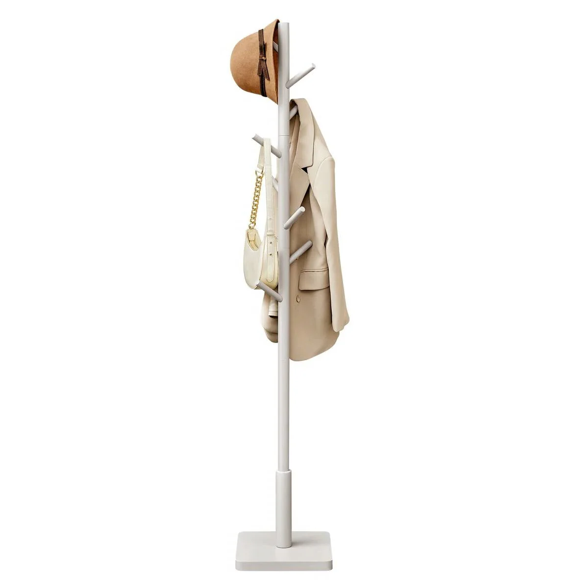 Modern Farmhouse Solid Wood Coat Rack Entryway Hall Tree Hat Stand in Light Grey - Image 2