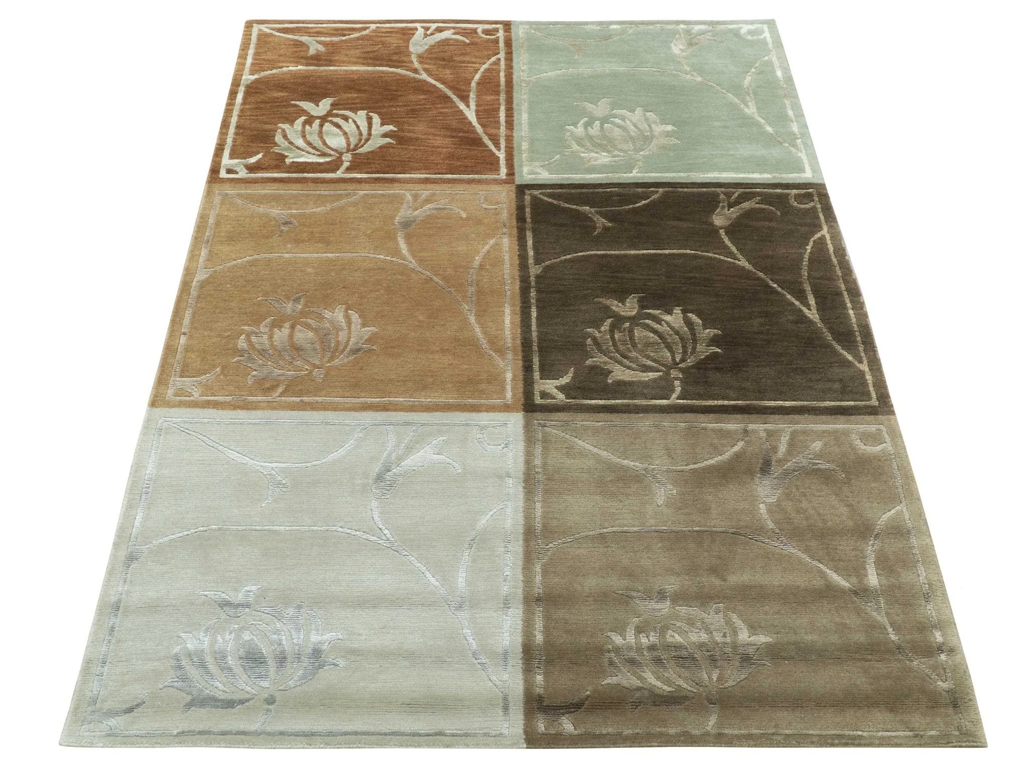 Modern Floral Style Multicolor 4x6 Hand Knotted Wool Area Rug - Image 7
