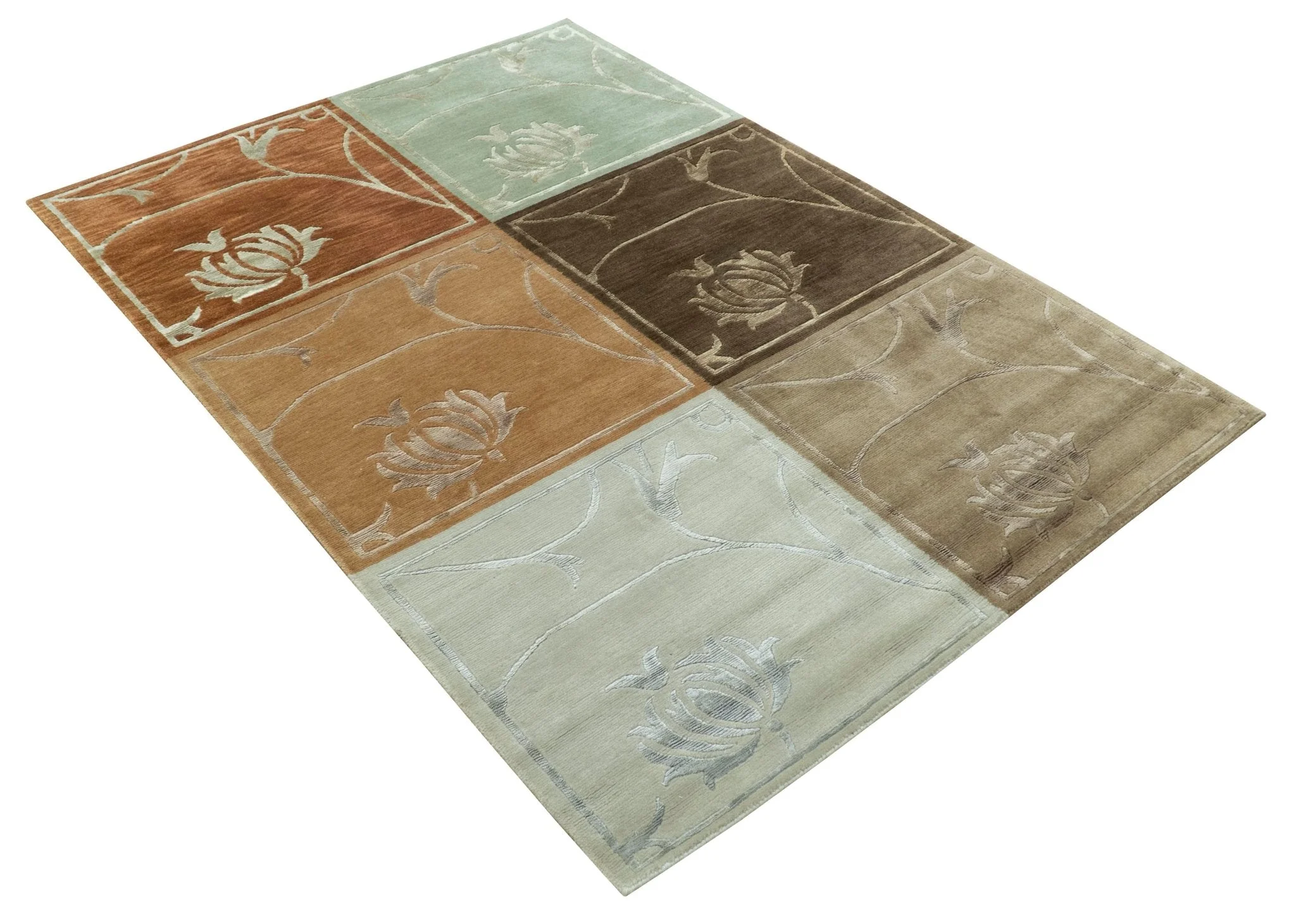 Modern Floral Style Multicolor 4x6 Hand Knotted Wool Area Rug - Image 8