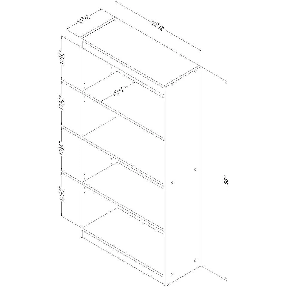Modern Four Shelf Bookcase in Grey Oak Wood Finish - Image 3