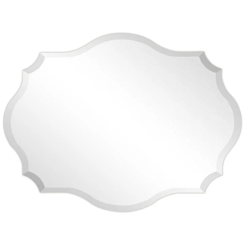 Modern Frameless 32 x 24 inch Scalloped Beveled Accent Bathroom Mirror - Image 3