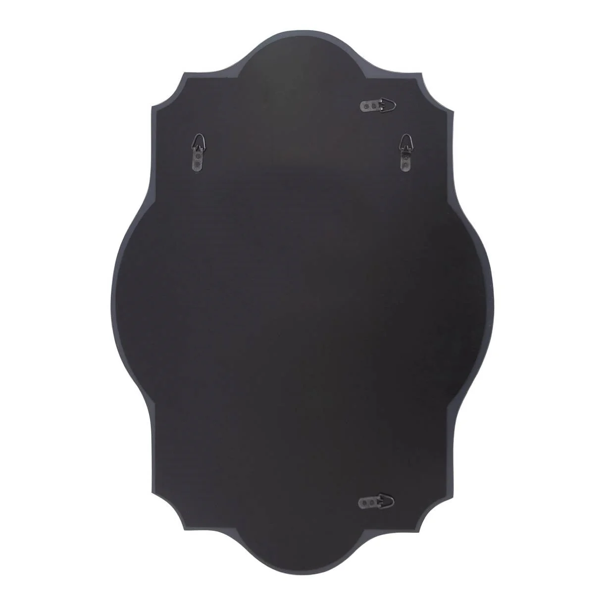 Modern Frameless 32 x 24 inch Scalloped Beveled Accent Bathroom Mirror - Image 4