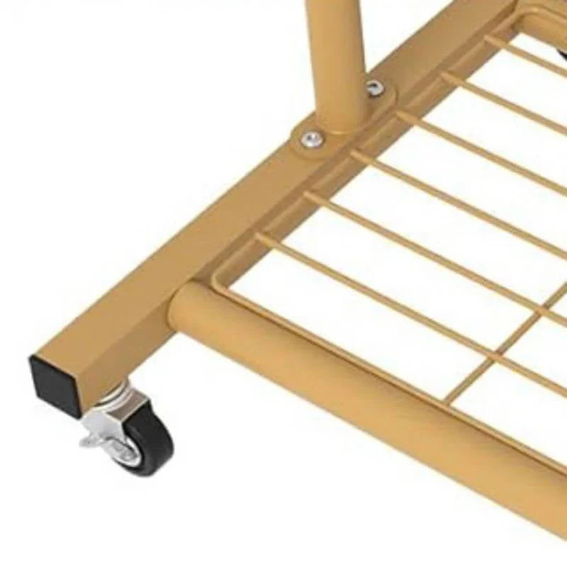 Modern Garment Rack Clothes Hanging Rod with Lockable Wheels in Gold - Image 3