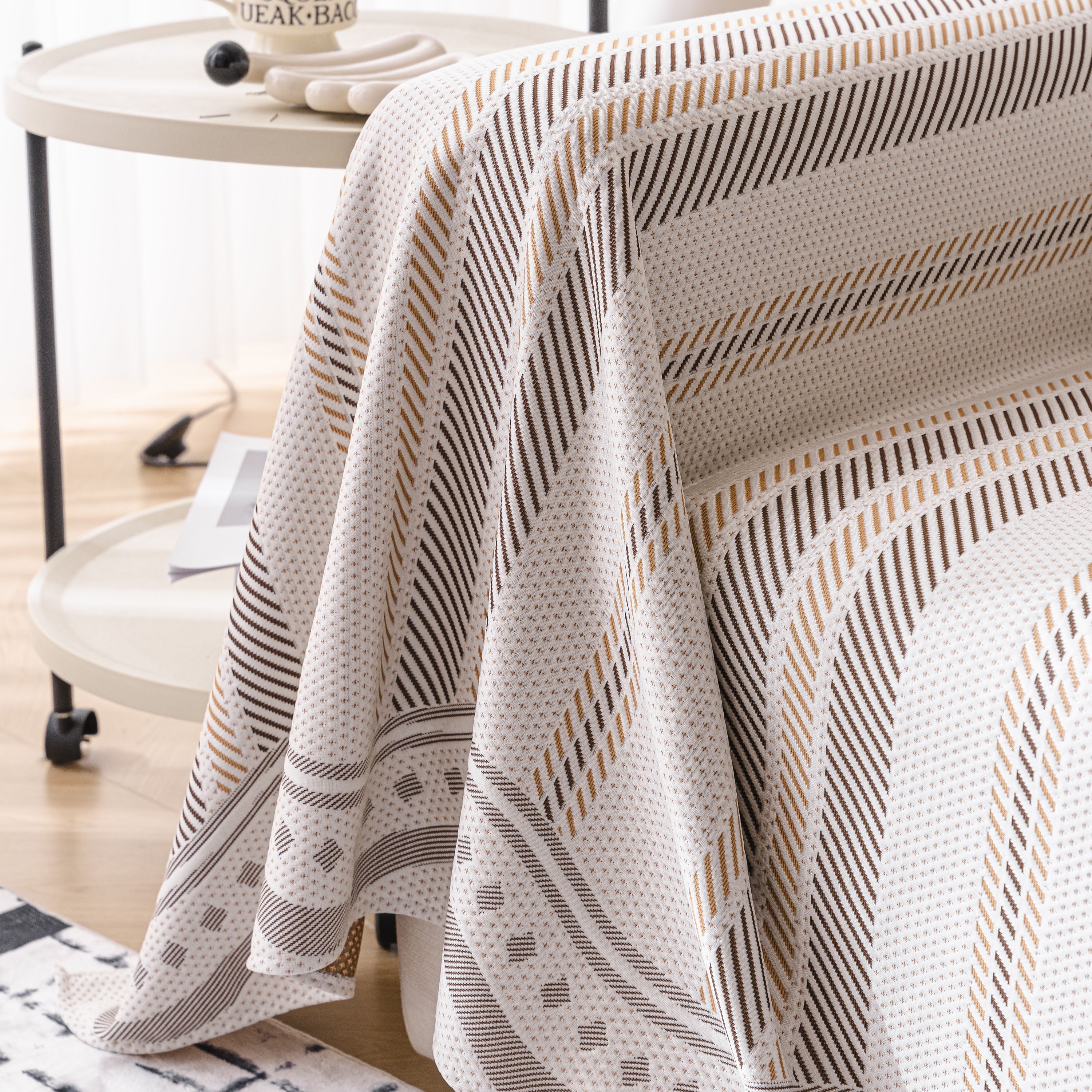 Modern Geometric Cooling Sofa Blanket, Soft & Breathable Striped Couch Throw Cover - Image 14