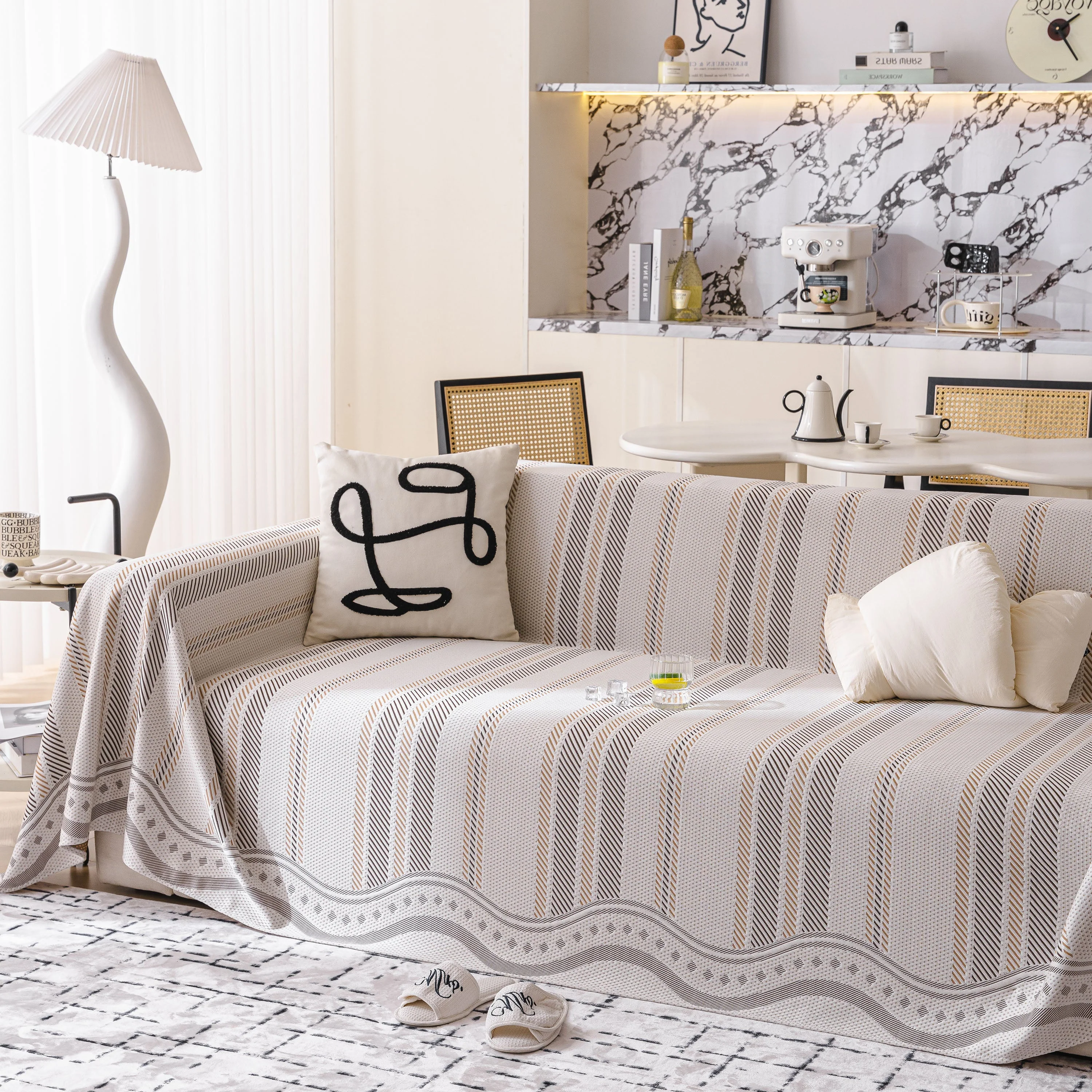 Modern Geometric Cooling Sofa Blanket, Soft & Breathable Striped Couch Throw Cover - Image 15