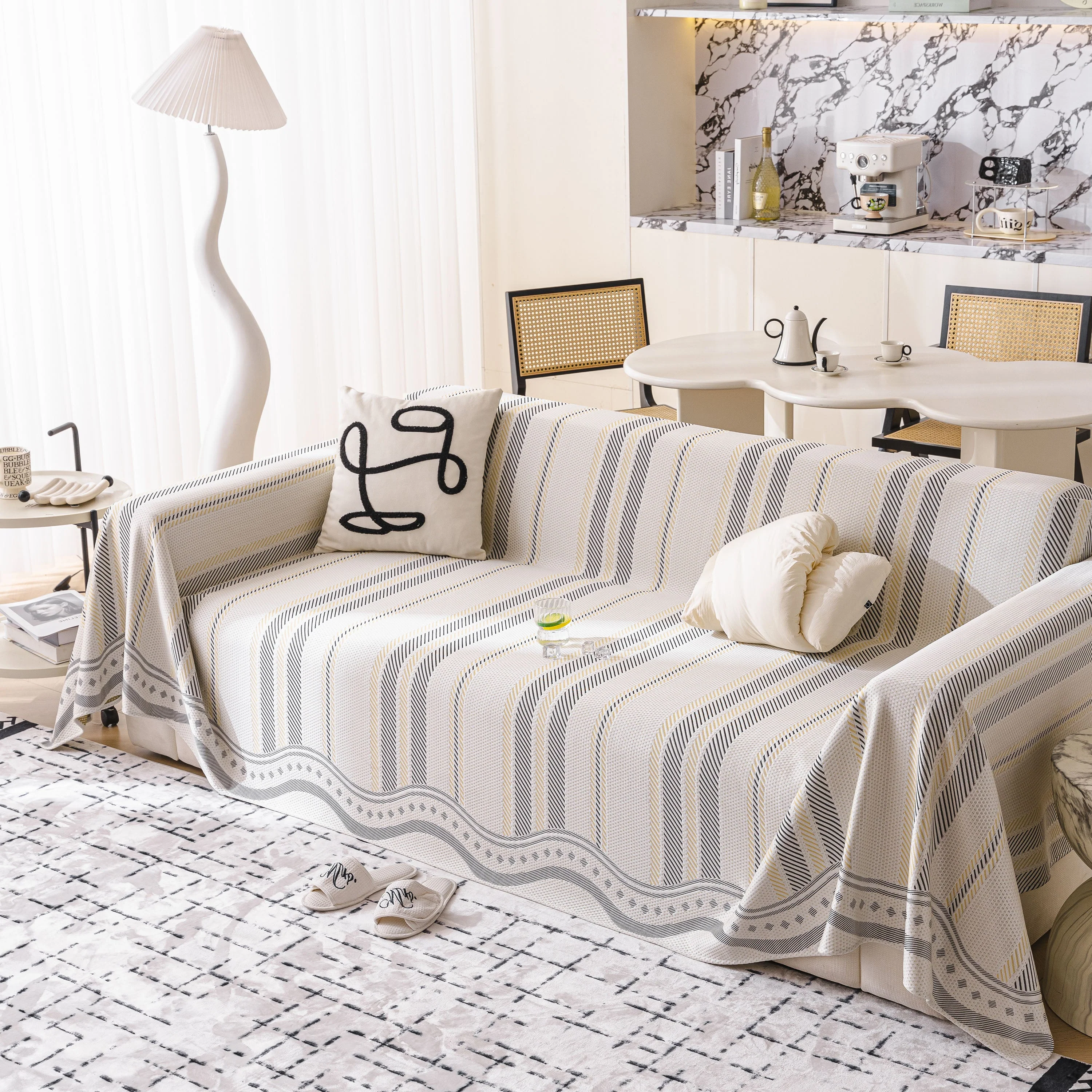 Modern Geometric Cooling Sofa Blanket, Soft & Breathable Striped Couch Throw Cover - Image 21