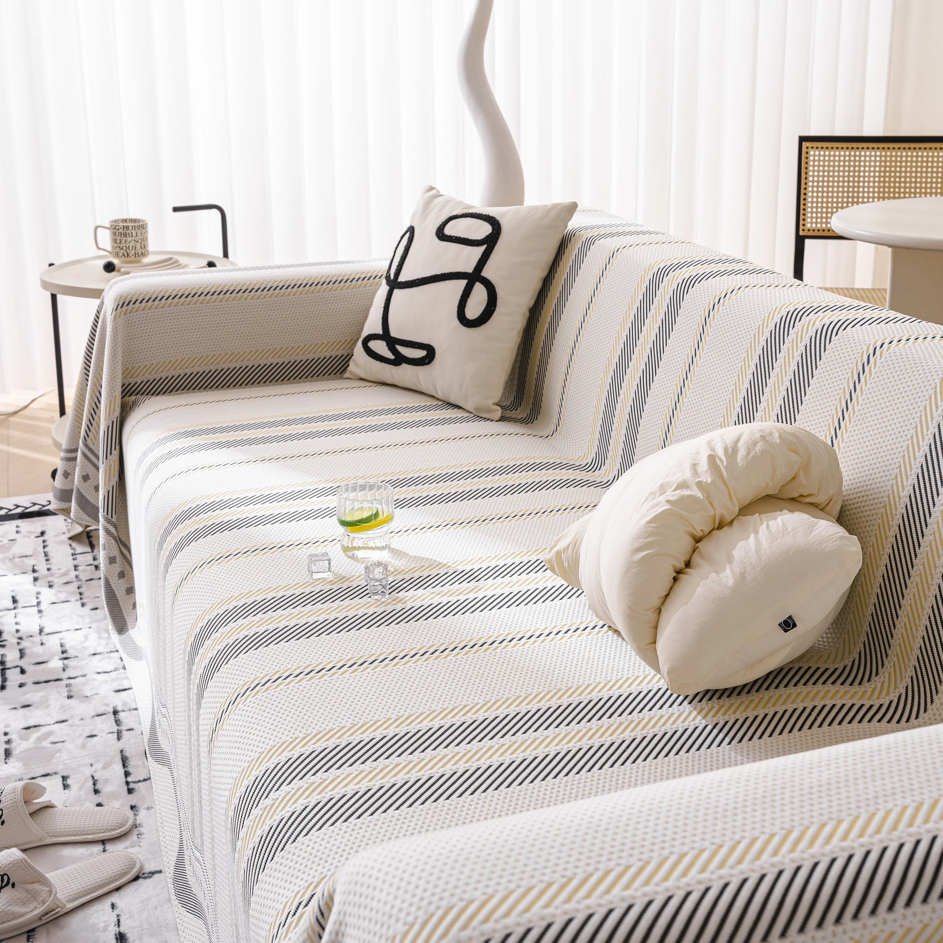 Modern Geometric Cooling Sofa Blanket, Soft & Breathable Striped Couch Throw Cover - Image 23