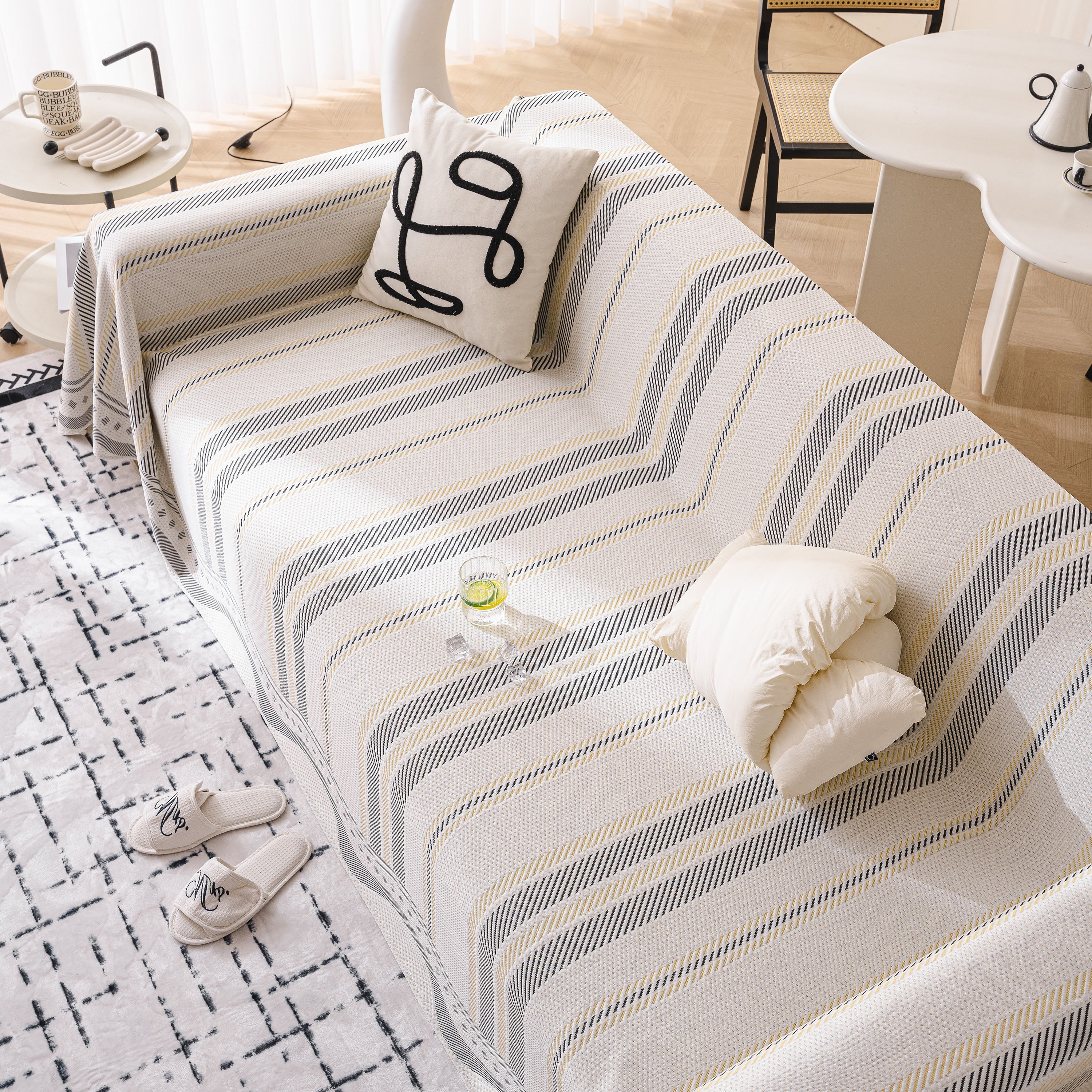 Modern Geometric Cooling Sofa Blanket, Soft & Breathable Striped Couch Throw Cover - Image 24