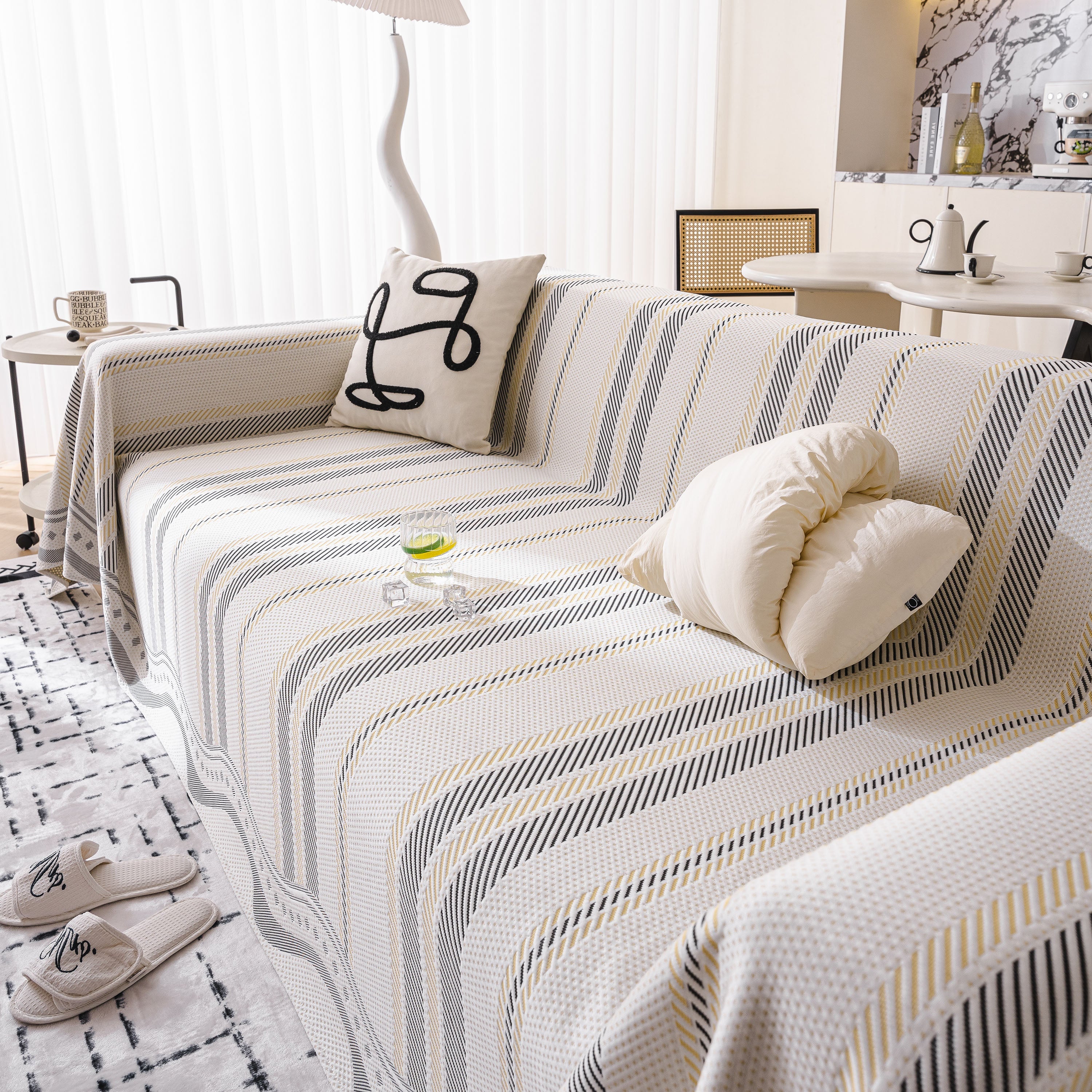 Modern Geometric Cooling Sofa Blanket, Soft & Breathable Striped Couch Throw Cover - Image 26